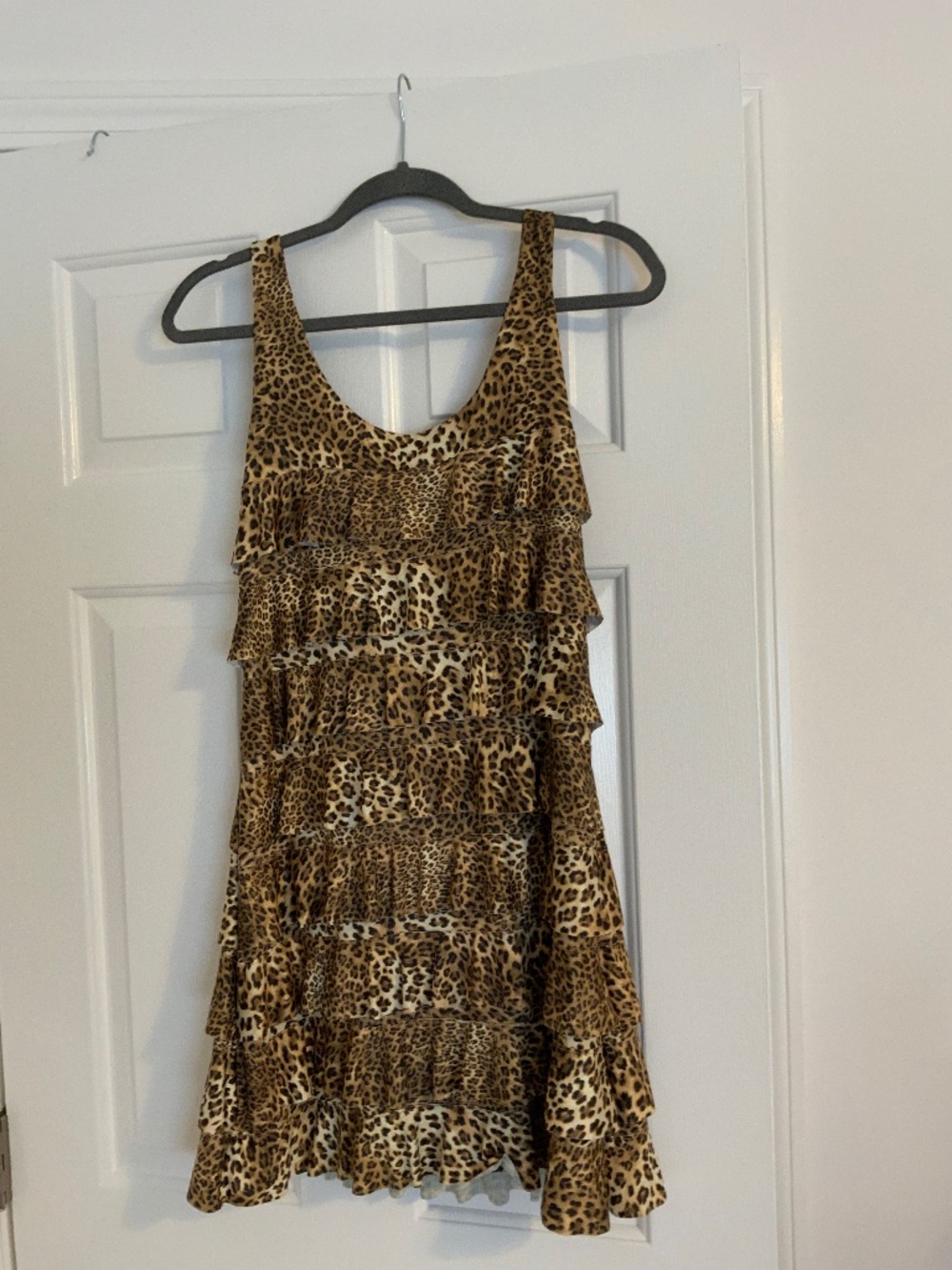 Patchington Designer - Strapless Leopard Pattern tiered Dress Size Small
